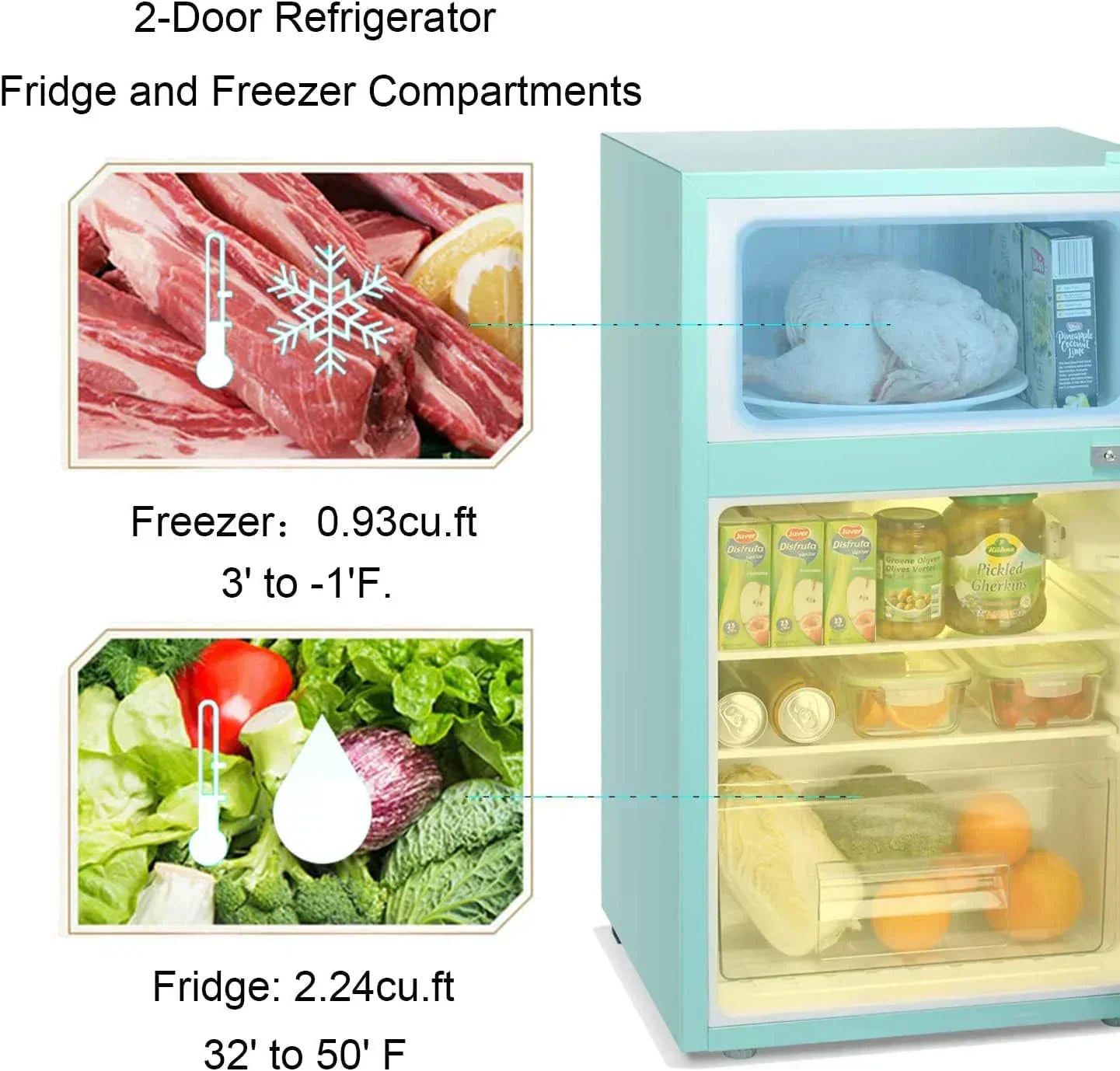 Antarctic Star Compact Mini Refrigerator Separate Freezer Small Fridge Double 2-Door wourant