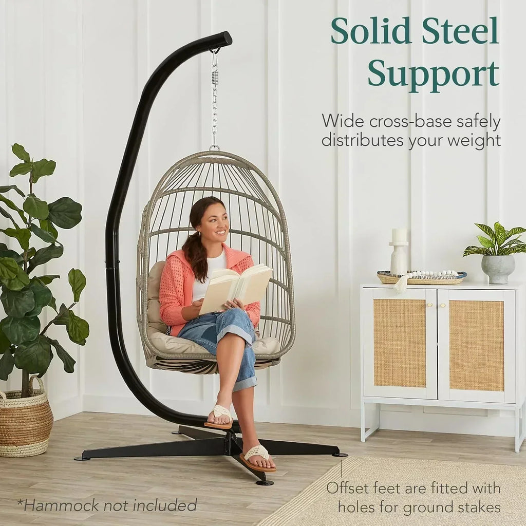 Best Choice Products Metal Hanging Hammock C-Stand for Chair Weather Resistant Finish wourant