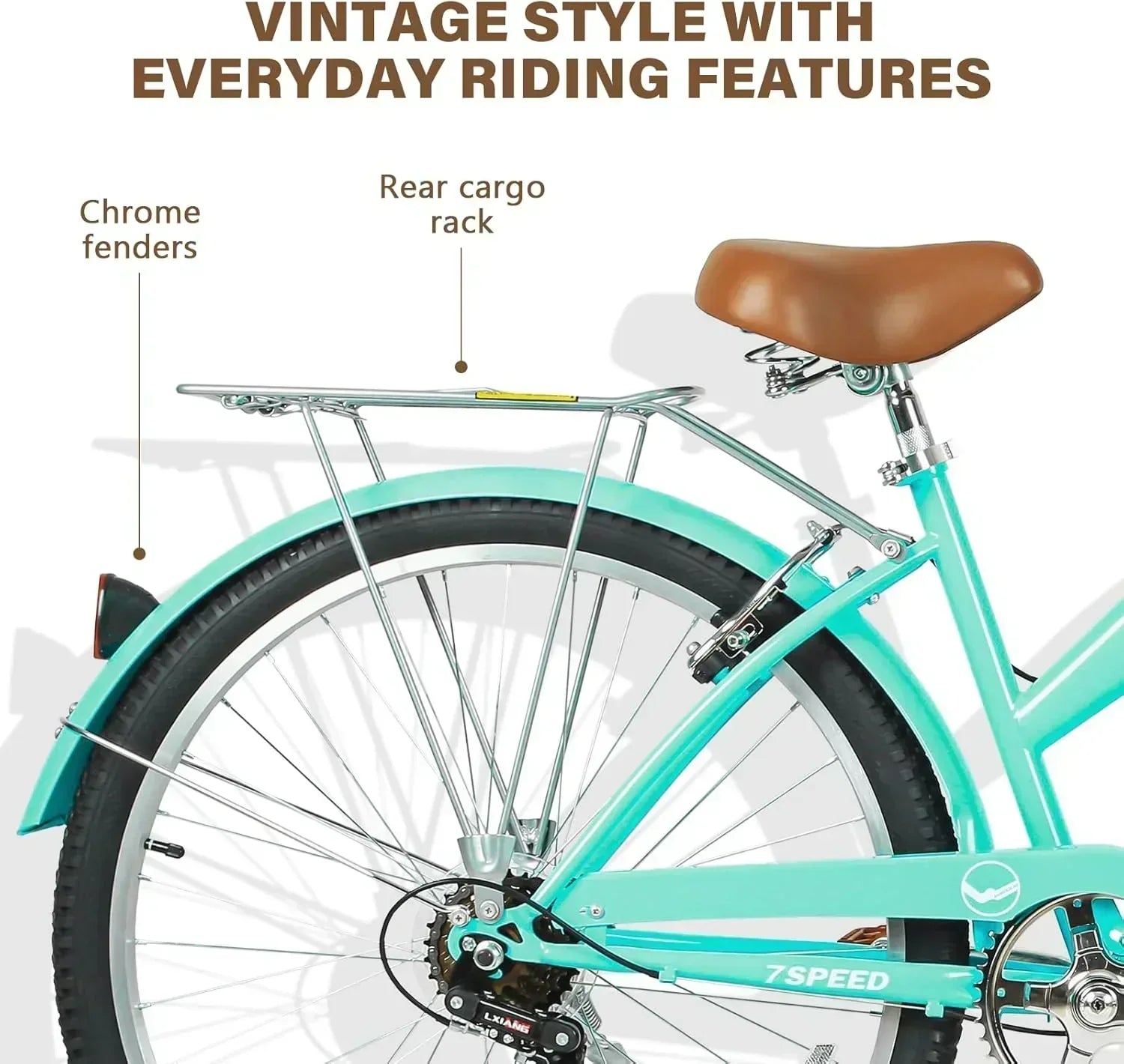 WEIZE Beach Cruiser Bike 26 inch Commuter Bicycle for Adult Men and Women 7-Speed/High-Carbon wourant