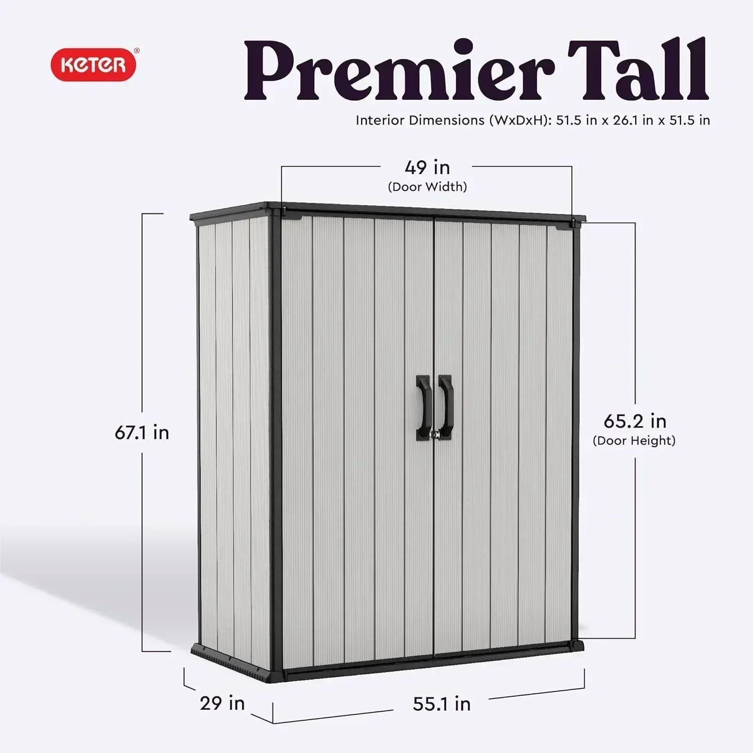 Keter Premier Tall 4.6 x 5.6 ft. Resin Outdoor Storage Shed with Shelving Brackets Patio Furniture wourant