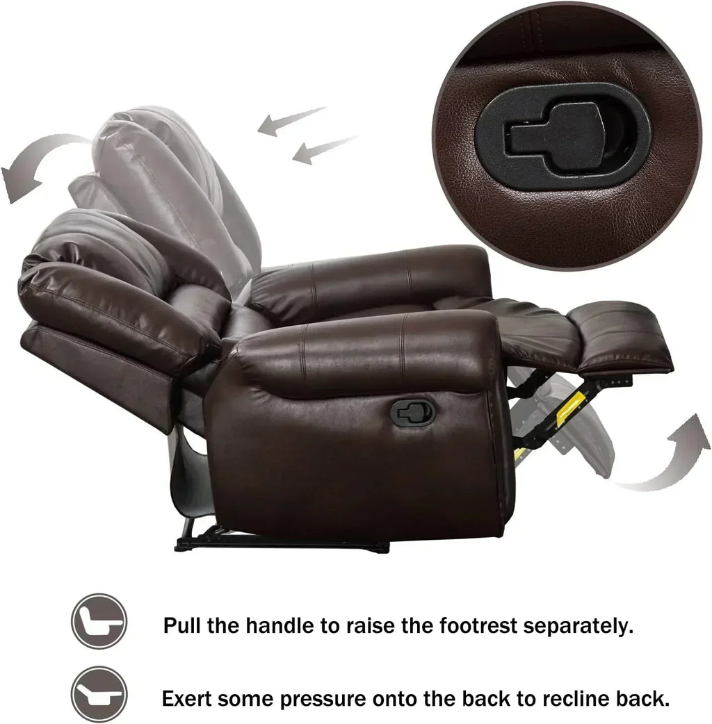 Leather recliner classic traditional manual recliner single sofa for living room wourant
