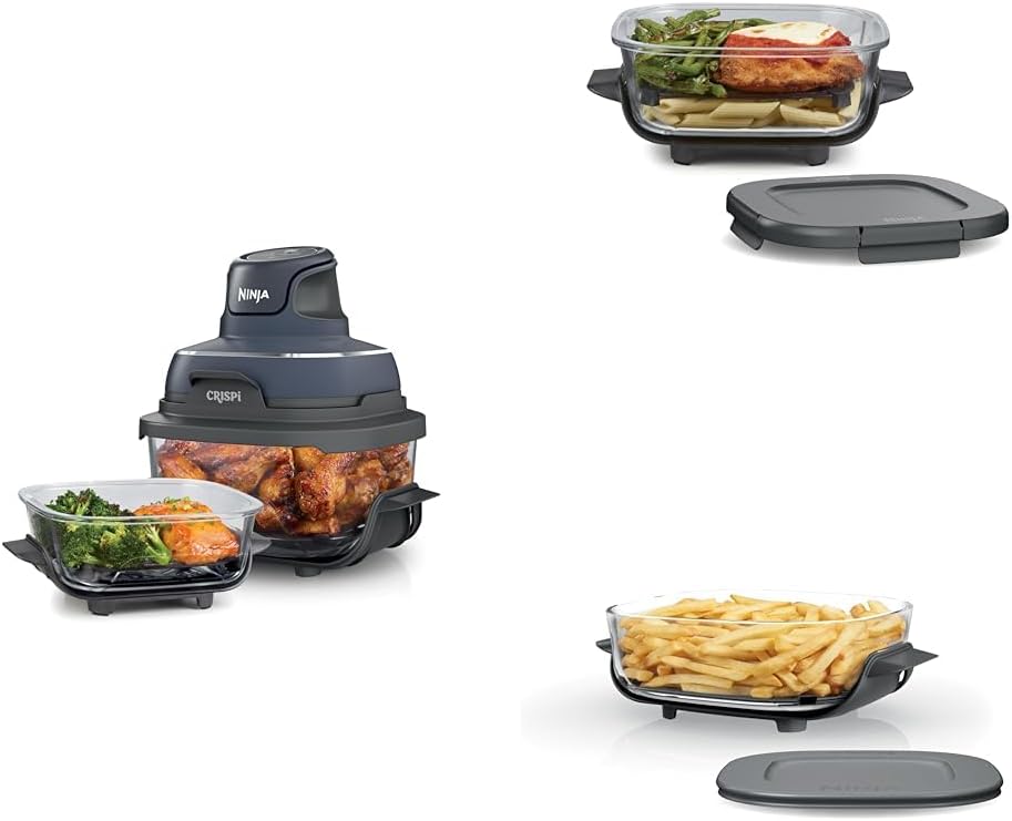 Ninja Crispi 4 in 1 Portable Glass Air Fryer Cooking System 4QT 6 Cup TempWare Glass Containers wourant