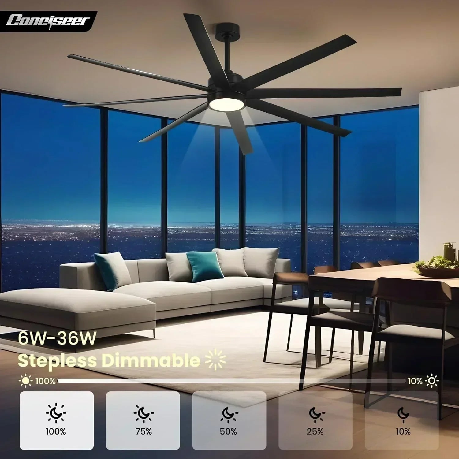 Modern ceiling fan 72 inch bedroom living room library cafe outdoor/industrial wourant