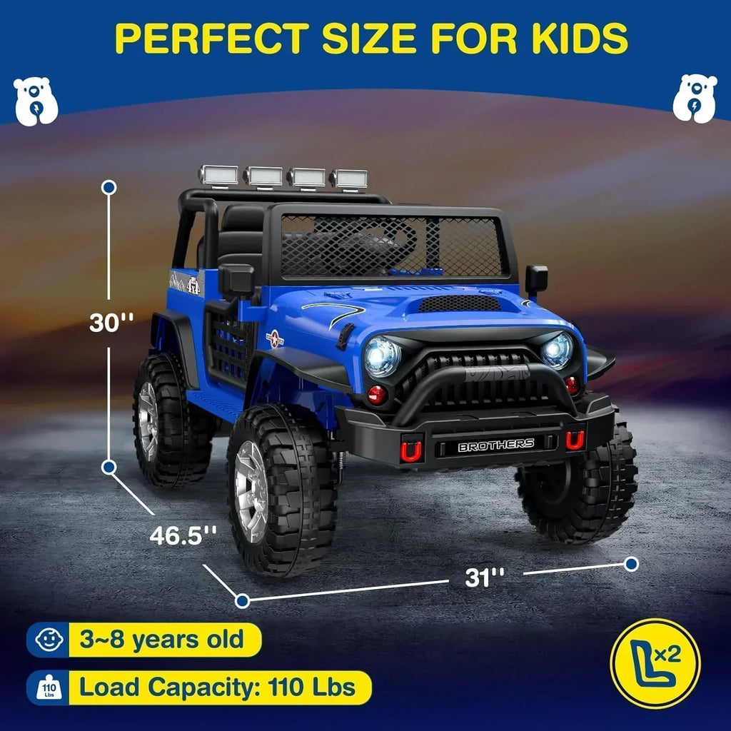 L8 Ride On Car 2 Seater 12V Kids Electric Car Remote Control 4-Wheel Suspension Bluetooth Speaker wourant