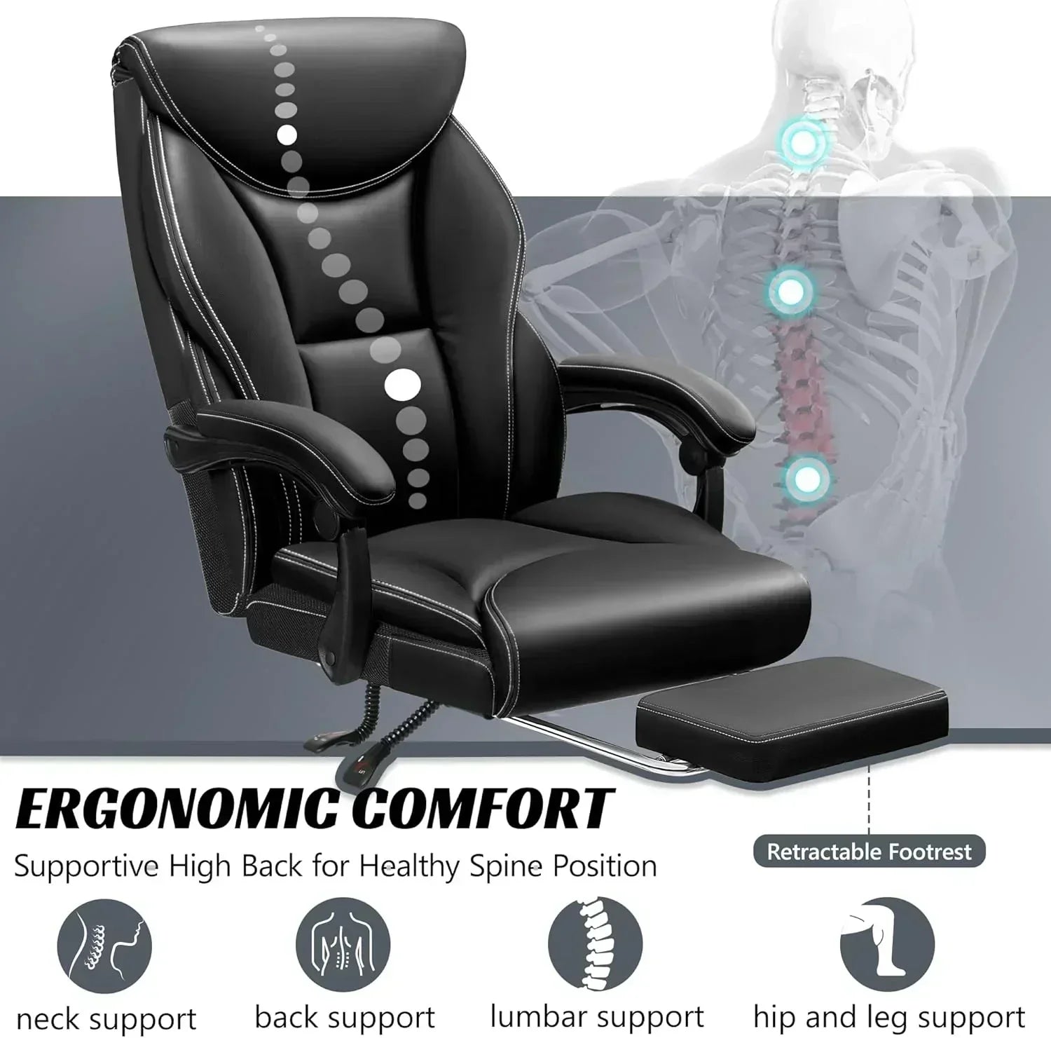 Office Chair Large High-Foot Computer Desk Chair Chair Lumbar Support Rotating Computer Chair wourant