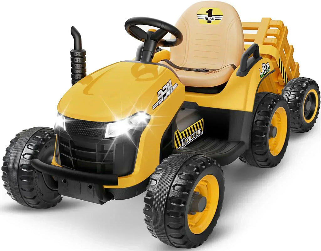 24V Ride On Tractor Tiltable Detachable Trailer 2x65W Motors EVA Tires Remote Control wourant