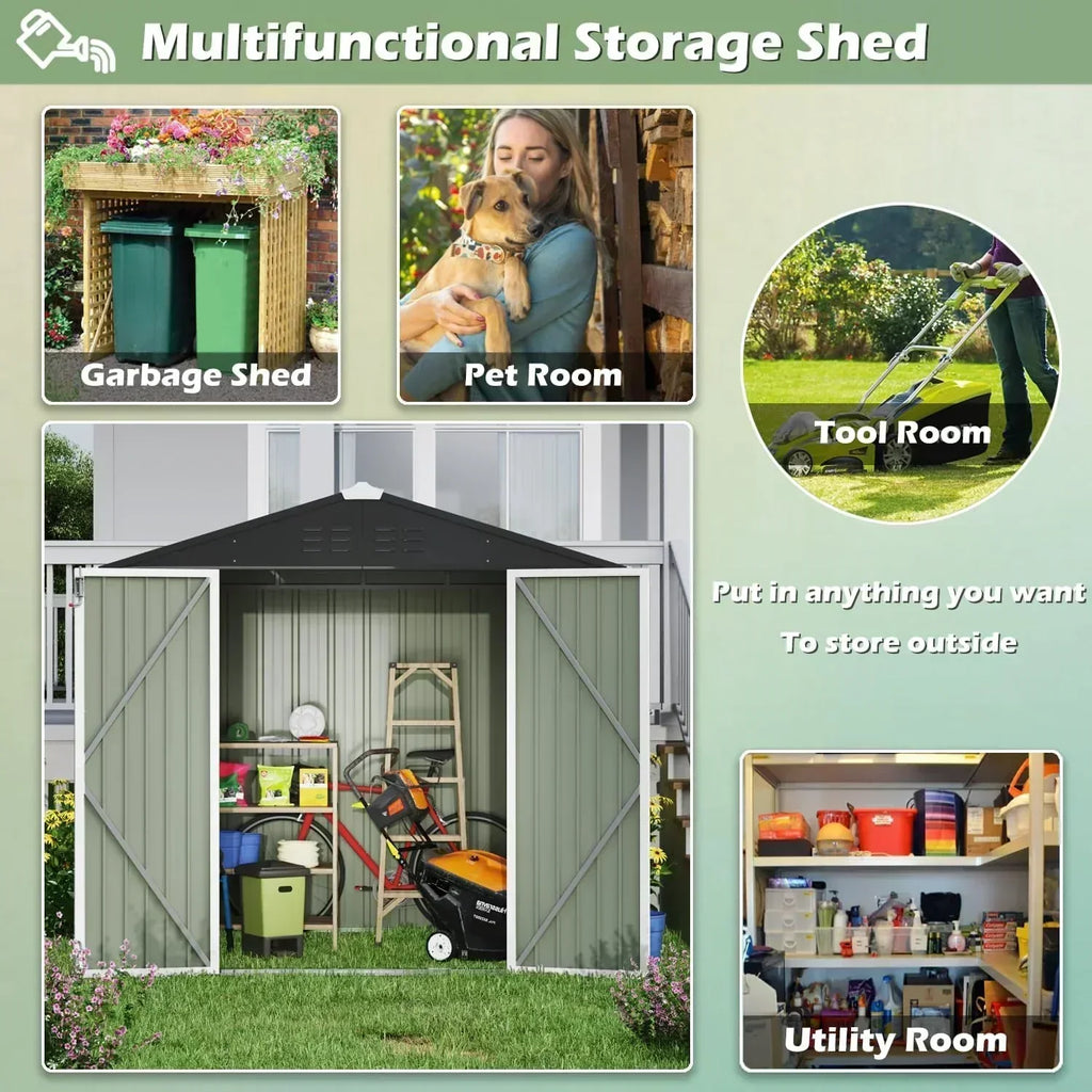 Devoko Outdoor Storage Shed Lockable Metal Garden Shed Steel Anti-Corrosion Storage House wourant