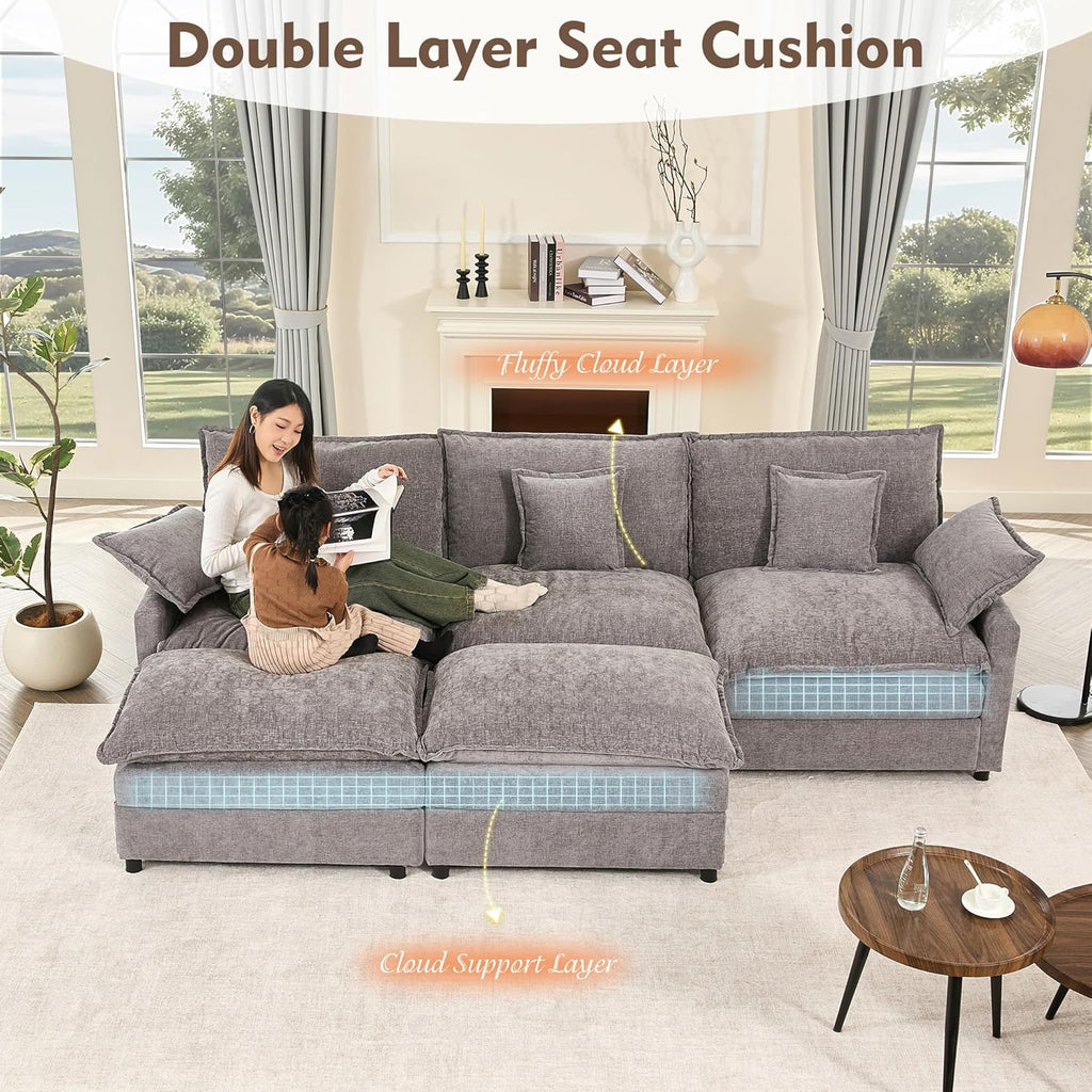 108" U-shaped sofa modular sofa three-seater comfortable cloud sofa wourant