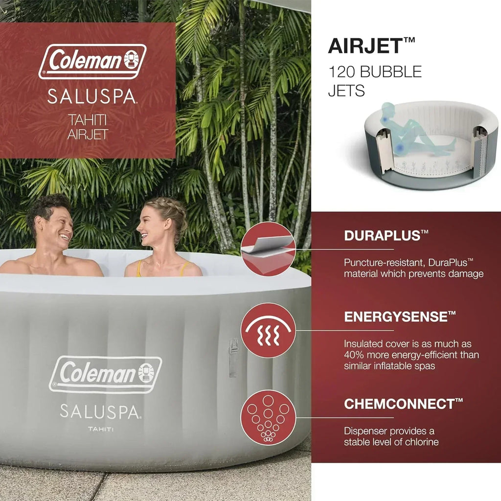 Bestway Palm Springs 4 to 6 Person EnergySense Smart AirJet Plus Inflatable Hot Tub Outdoor Spa wourant