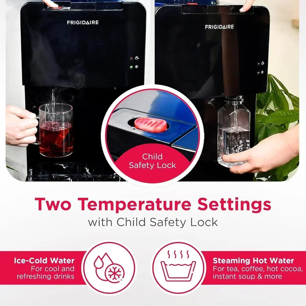 Frigidaire EFWC498 Top Loading Cooler Dispenser Hot & Cold Water Child Safety Lock Innovative Slim wourant