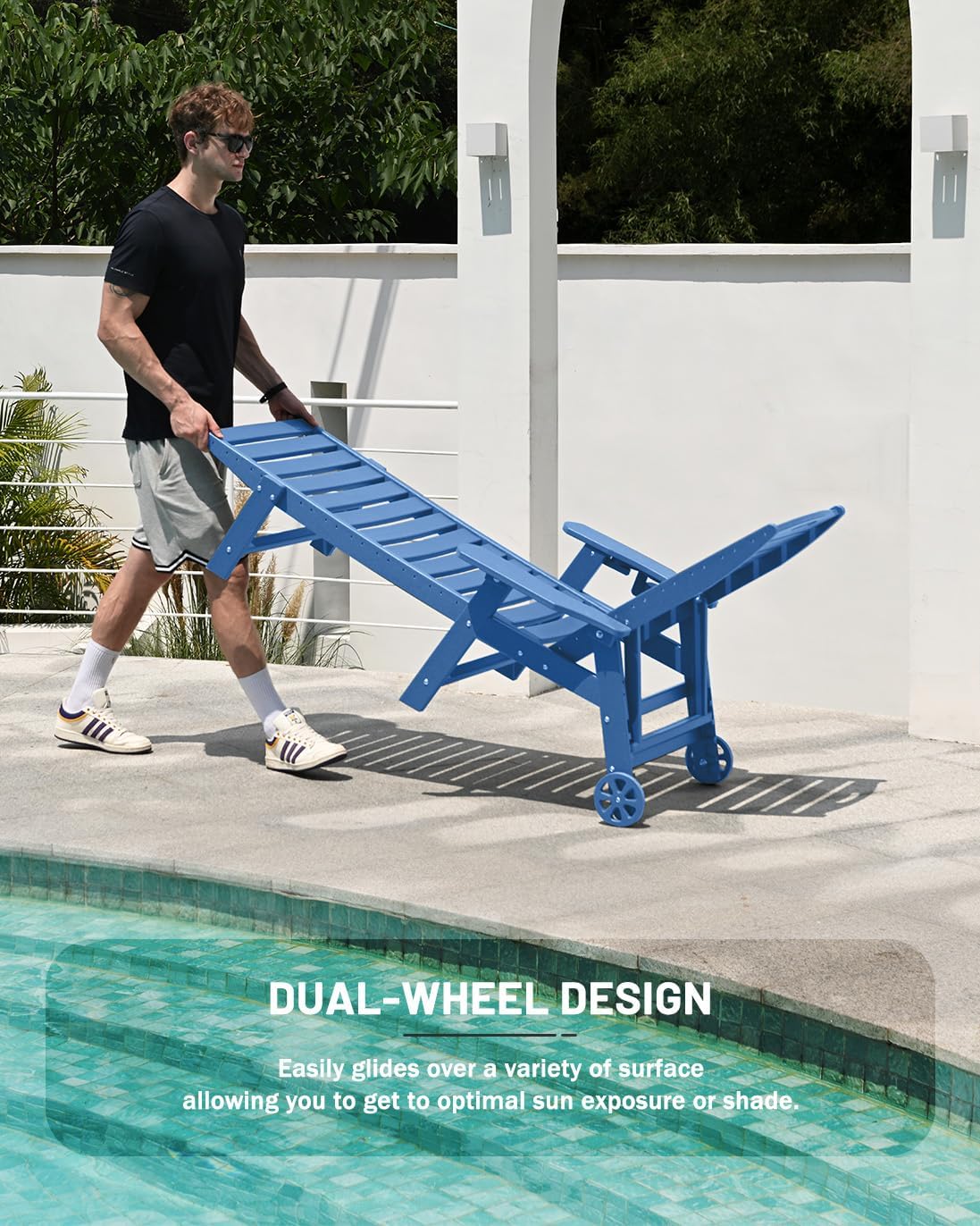 Lounge Chair Outdoor Chaise Lounge HDPE 6-Position Outdoor Chaise Lounge Patio Lounge Chair wourant