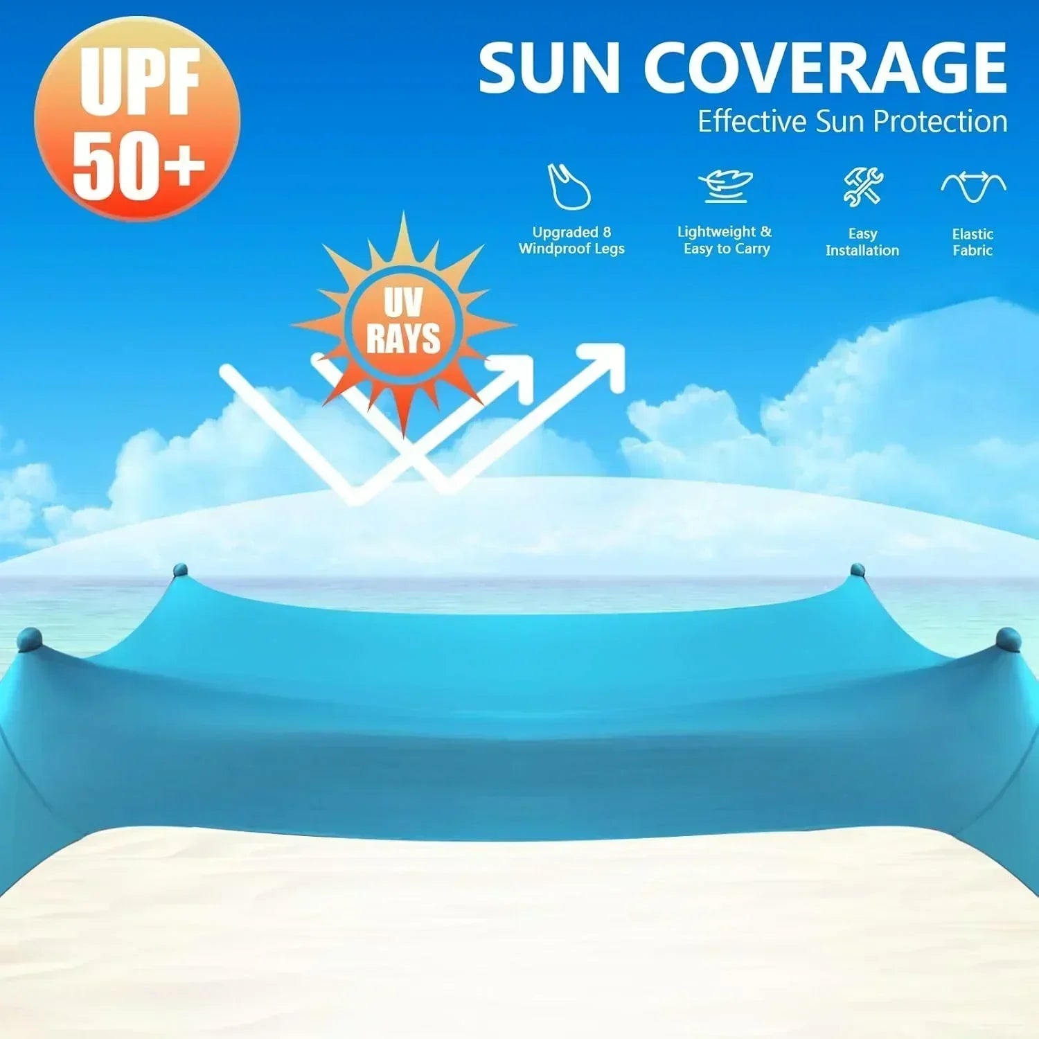 Beach Tent Sun Shelter 10 x 10 FT Beach Canopy Tent Sun Shade Heavy Duty UPF50+ Beach Tent wourant