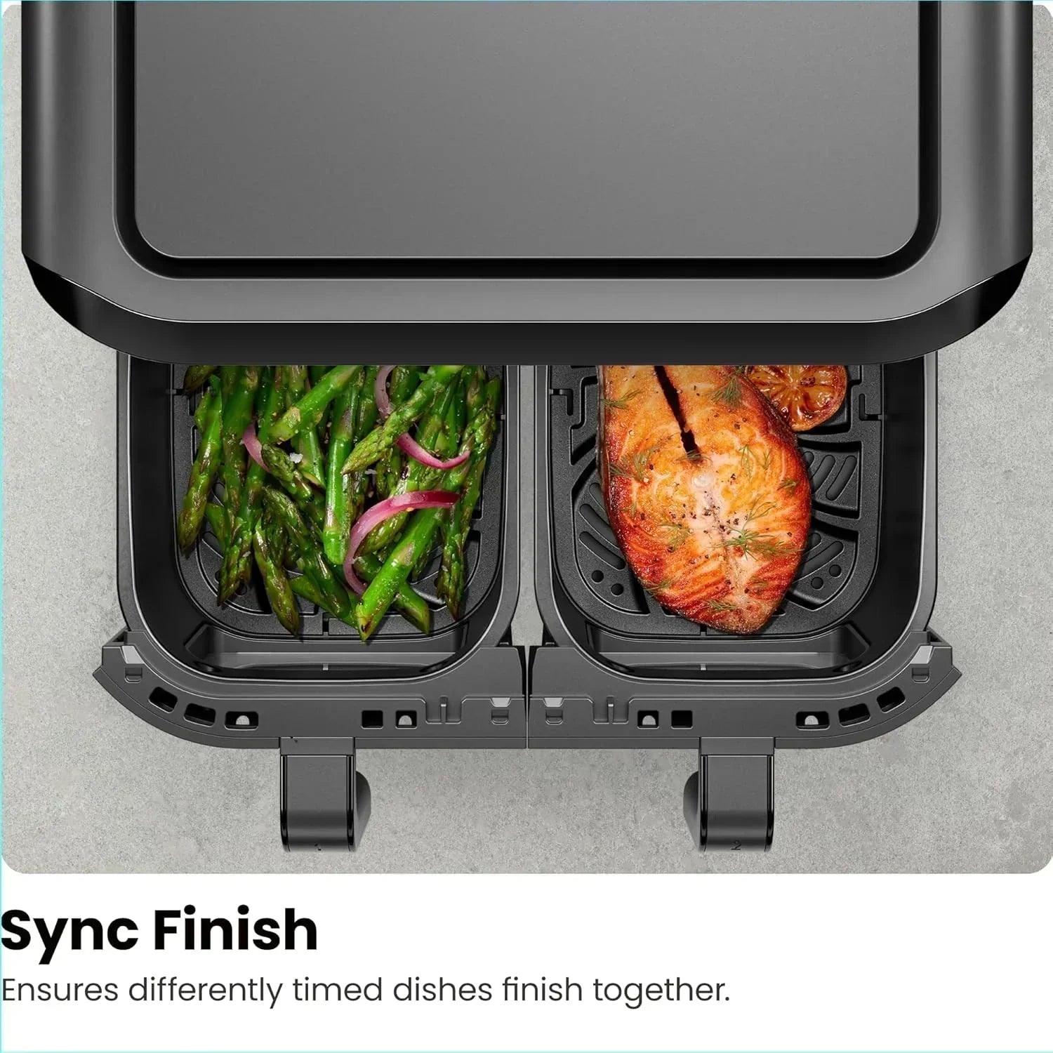 Chefman 6-Quart Dual Basket Air Fryer Digital Touchscreen Smart Sync Finish High-Frying wourant
