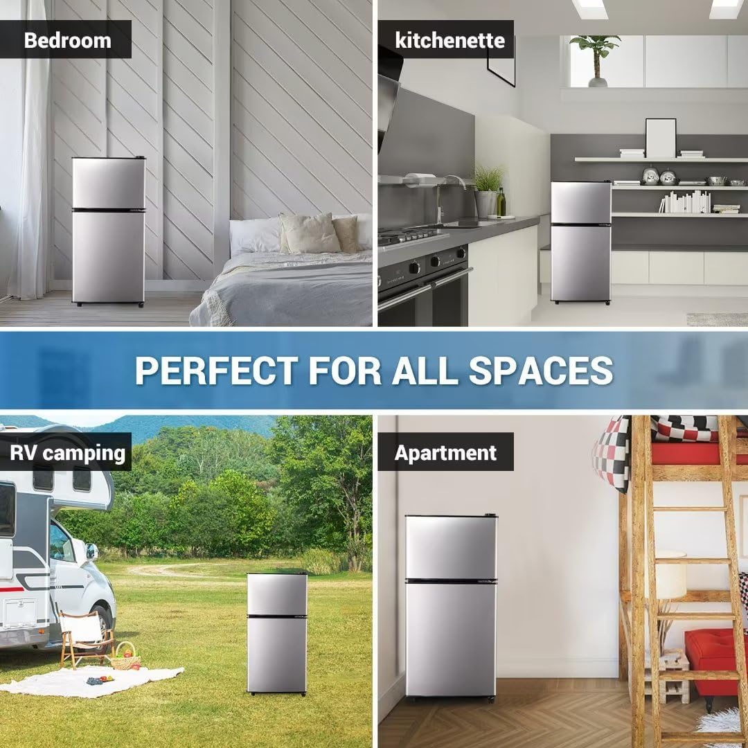 Apartment Size Refrigerator 3.5 Cu.Ft Small Refrigerator with Freezer Suitable for Home wourant