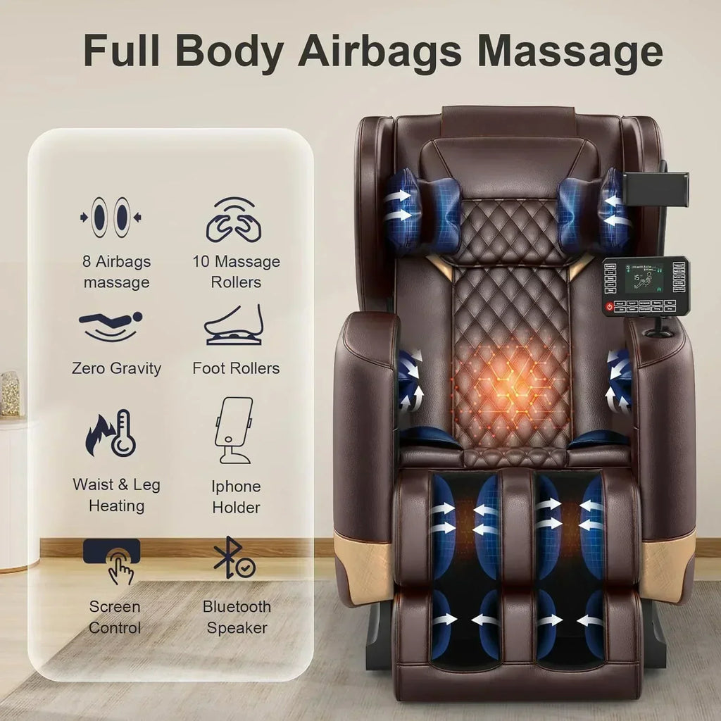 Full Body Massage Chair Zero Gravity Massage Chair with 10 Fixed Rollers Heating Foot Massage wourant
