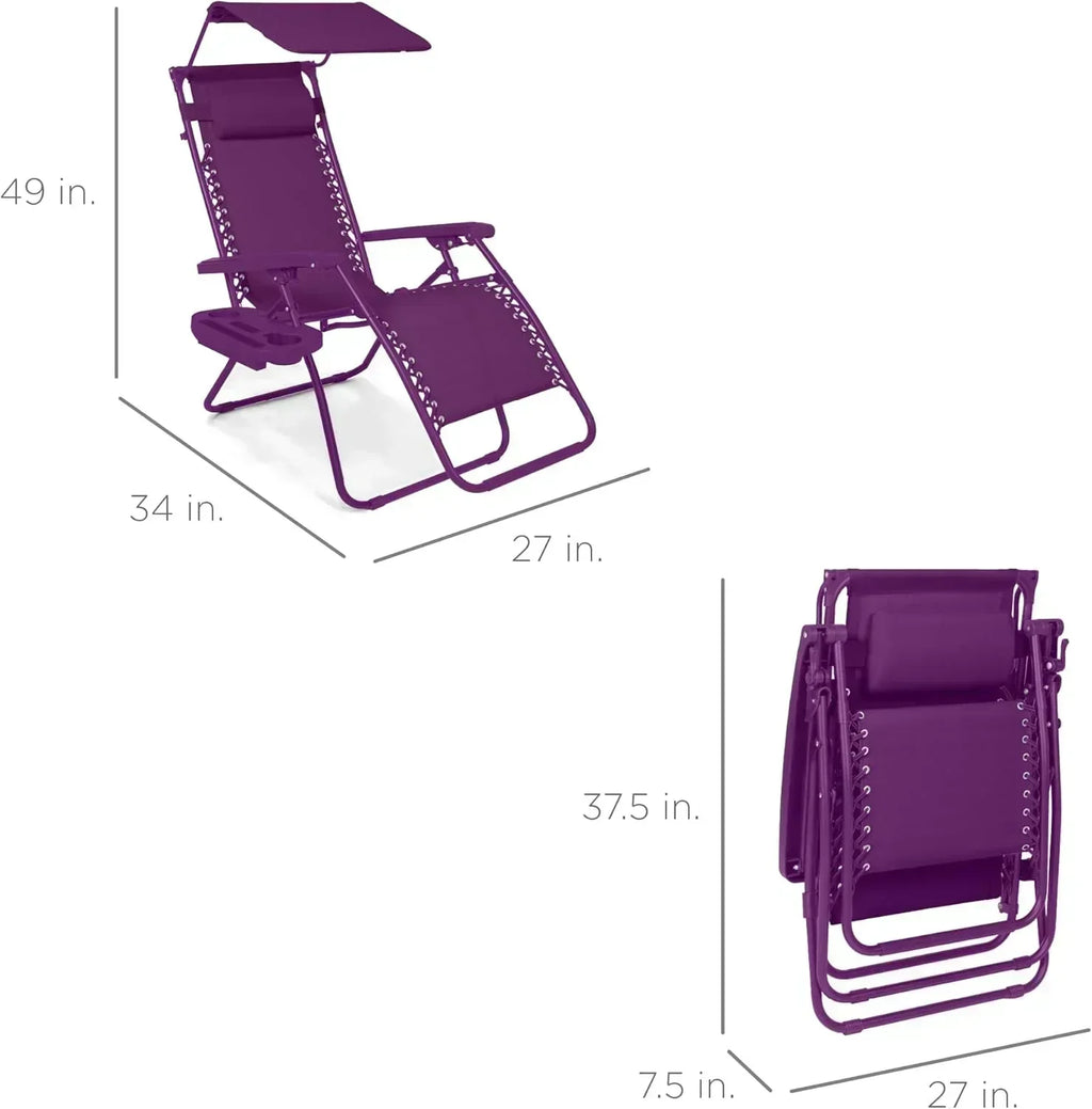 Best Choice Products Folding Zero Gravity Recliner Patio Lounge Chair Adjustable Canopy Shade wourant