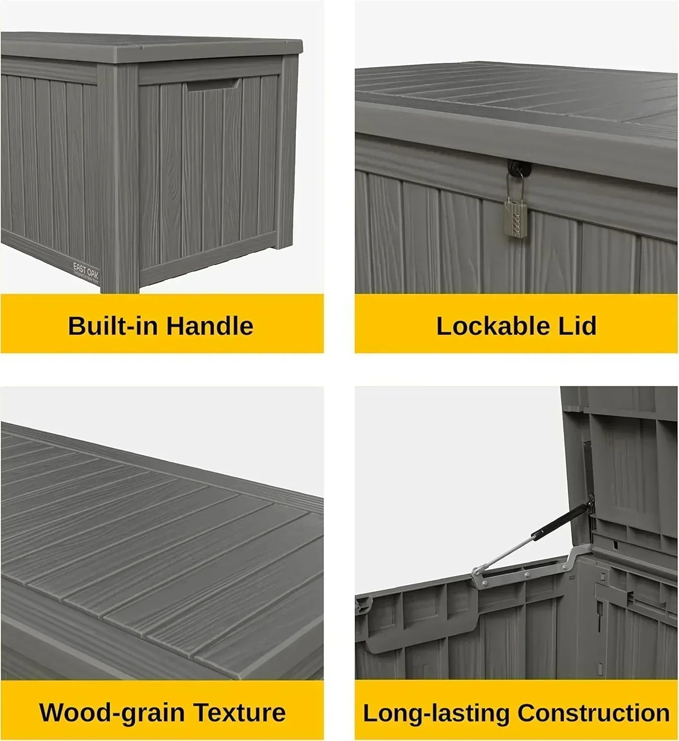 EAST OAK Outdoor Storage Box 60 Gallon Deck Box Indoor and Outdoor Use Waterproof Resin Storage wourant