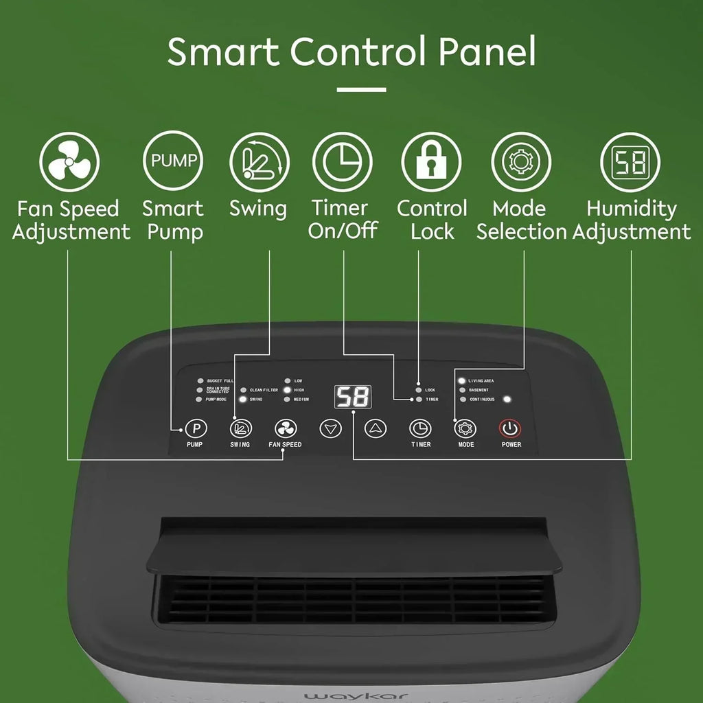 Waykar 2000 Sq Ft Dehumidifier for Home and Basements with Auto or Manual Drainage wourant
