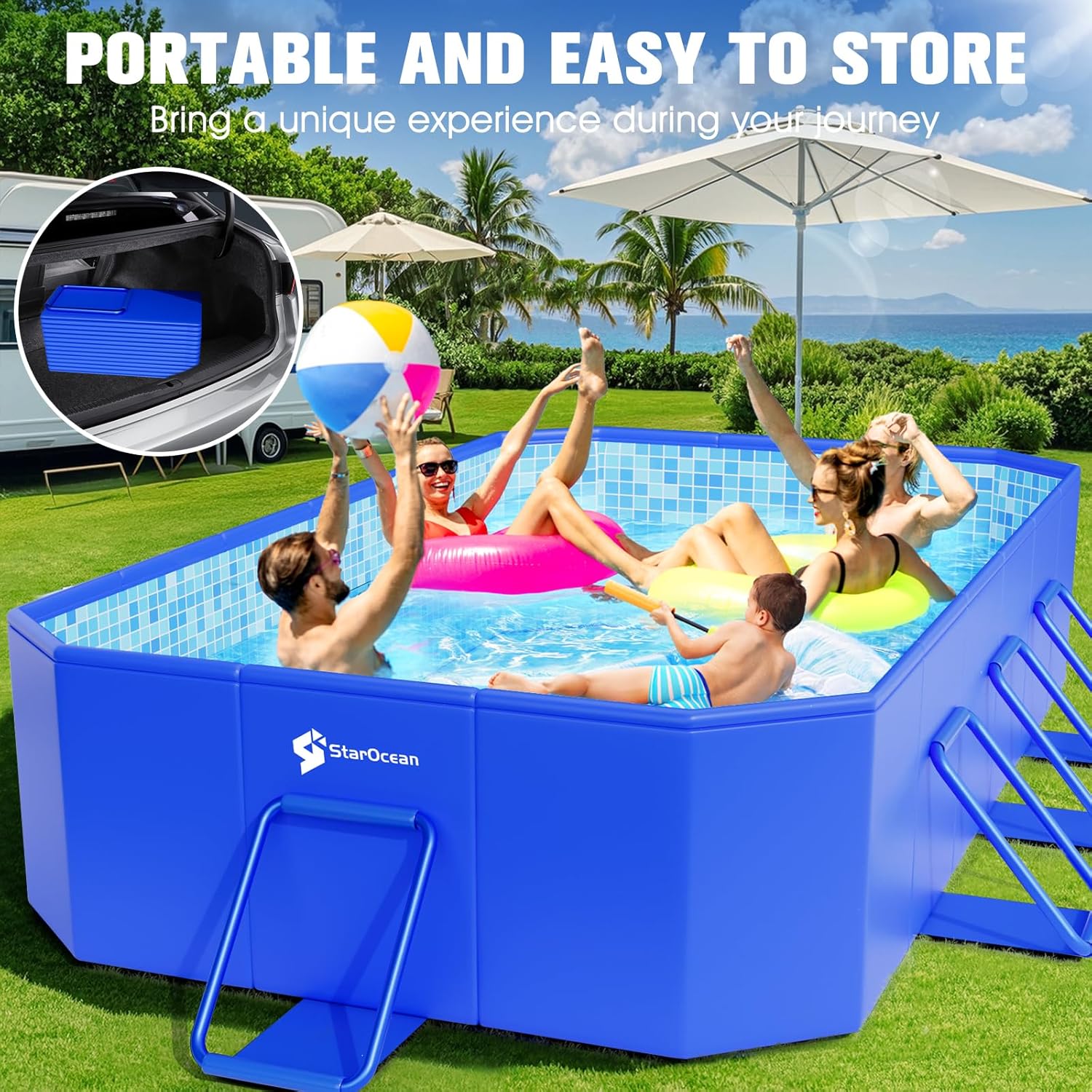 Foldable Pool Large Non-Inflatable Swimming Pool Kids Adult Collapsible Pools Hard Plastic Shell wourant