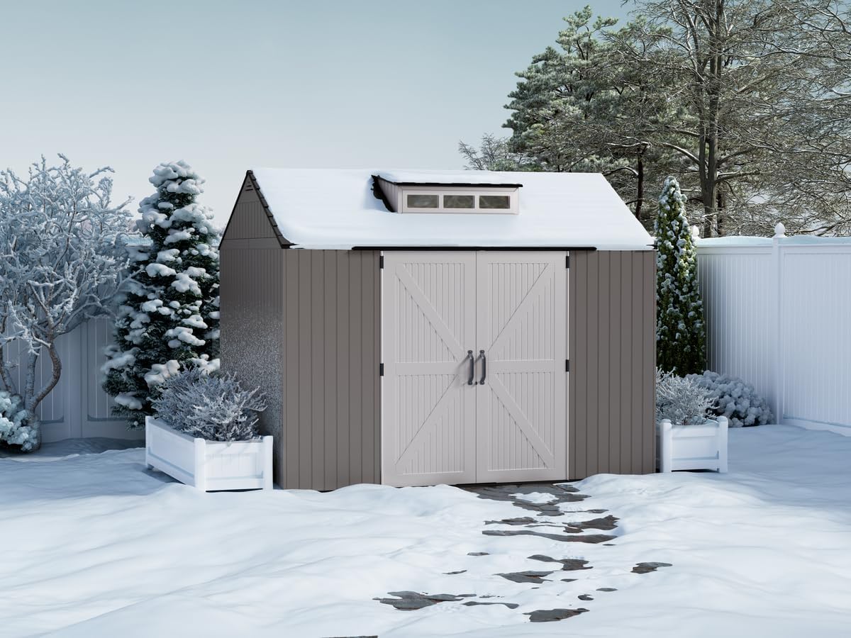 Rubbermaid Resin Outdoor Storage Shed With Floor Weather Resistant Gray Organization for Home wourant
