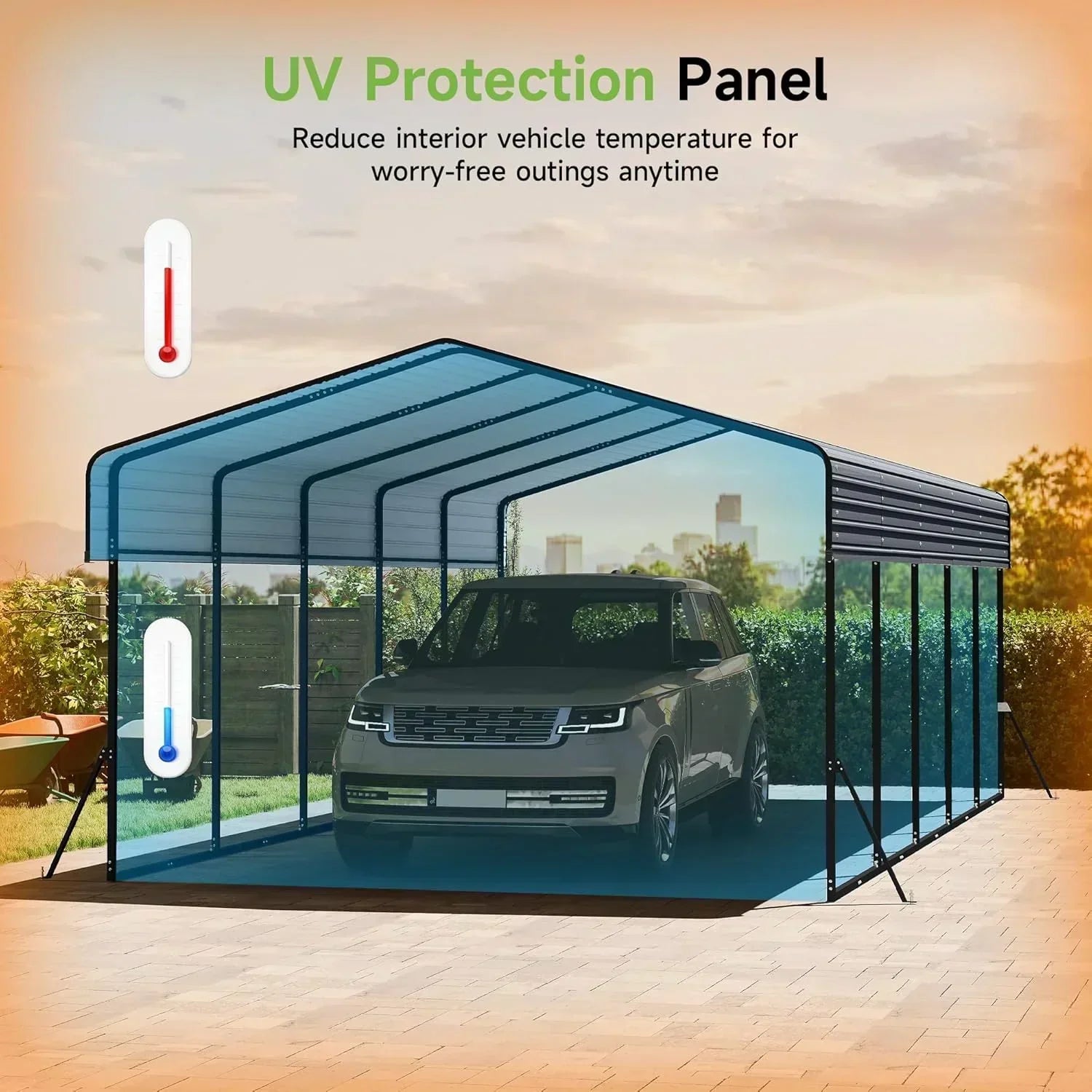 10'x15' Heavy Duty Metal Carport Outdoor Garage Car Shelter Shade with Heavier Frame wourant