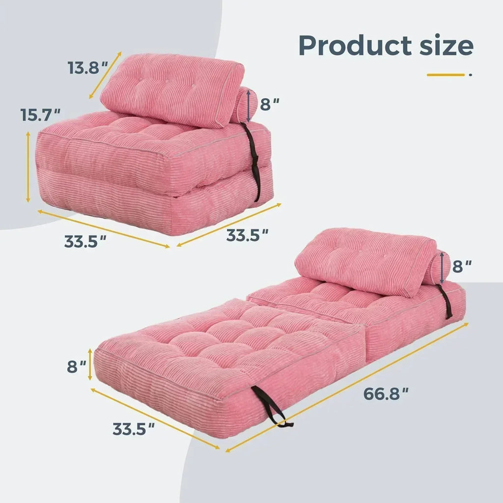 MAXYOYO Folding Sofa Bed Convertible Sleeper Chair with Pillow Foldable Mattress with Back Support wourant