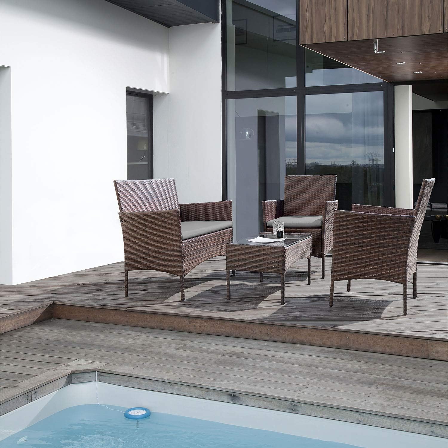Homall 4-piece outdoor patio furniture set rattan chair wicker set wourant