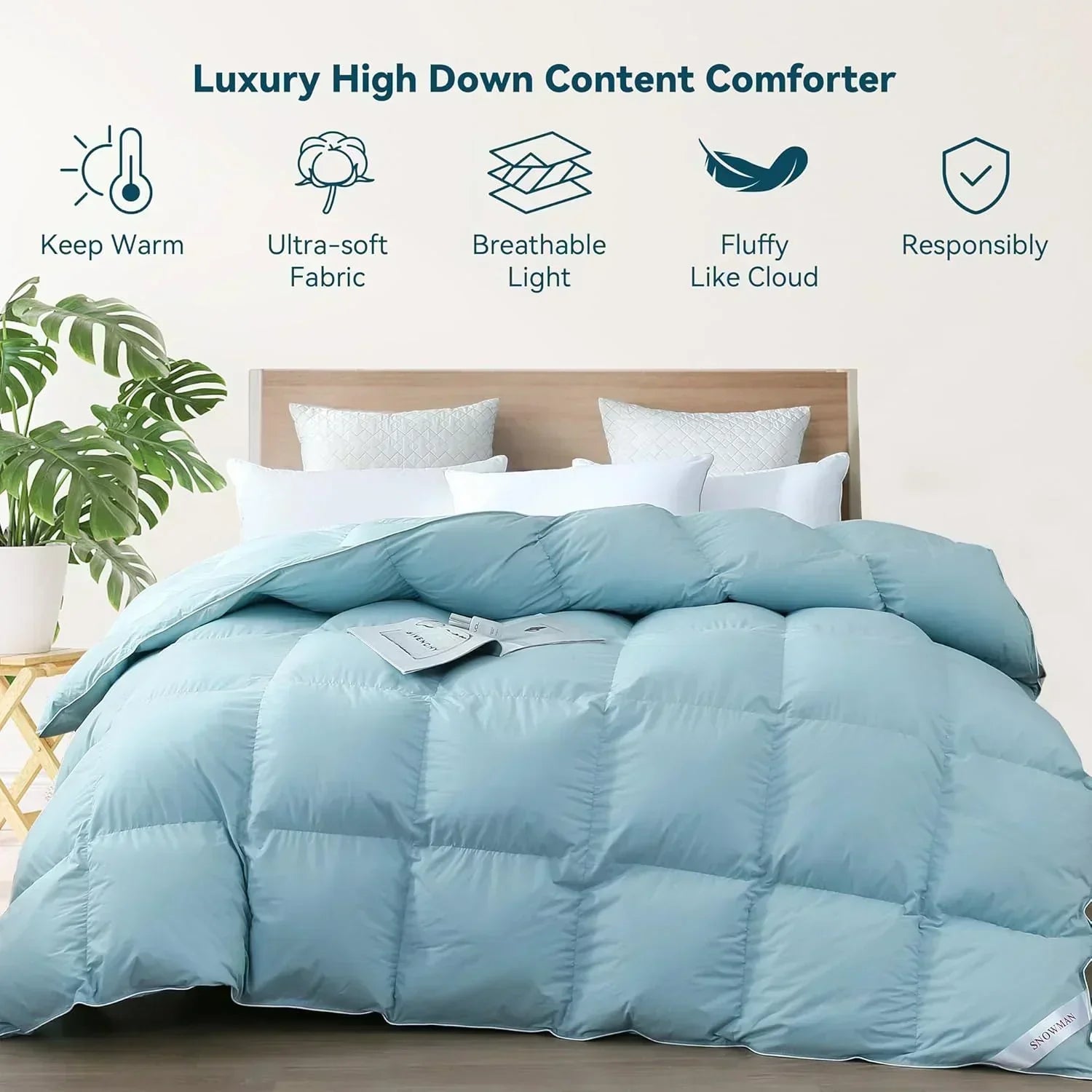 Premium Down Comforter 3D Baffle Box Design wourant