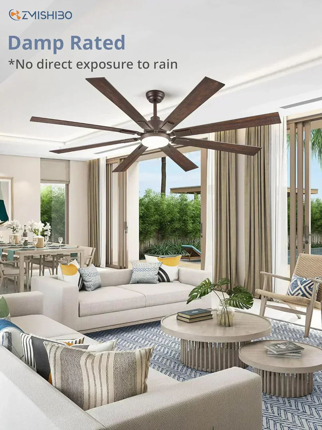Zmishibo 72-inch large ceiling fan with lighting and remote indoor/outdoor wourant