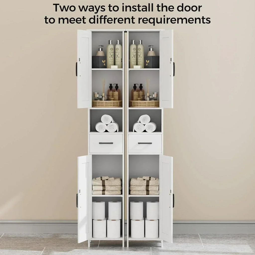 Homhedy 67" H Tall Bathroom Storage Cabinet with 2 Barn Doors and 1 Drawer Narrow Storage Unit wourant