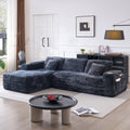 Cloud section sofa with L-shaped recliner modern modular sofa built-in cup holder wourant