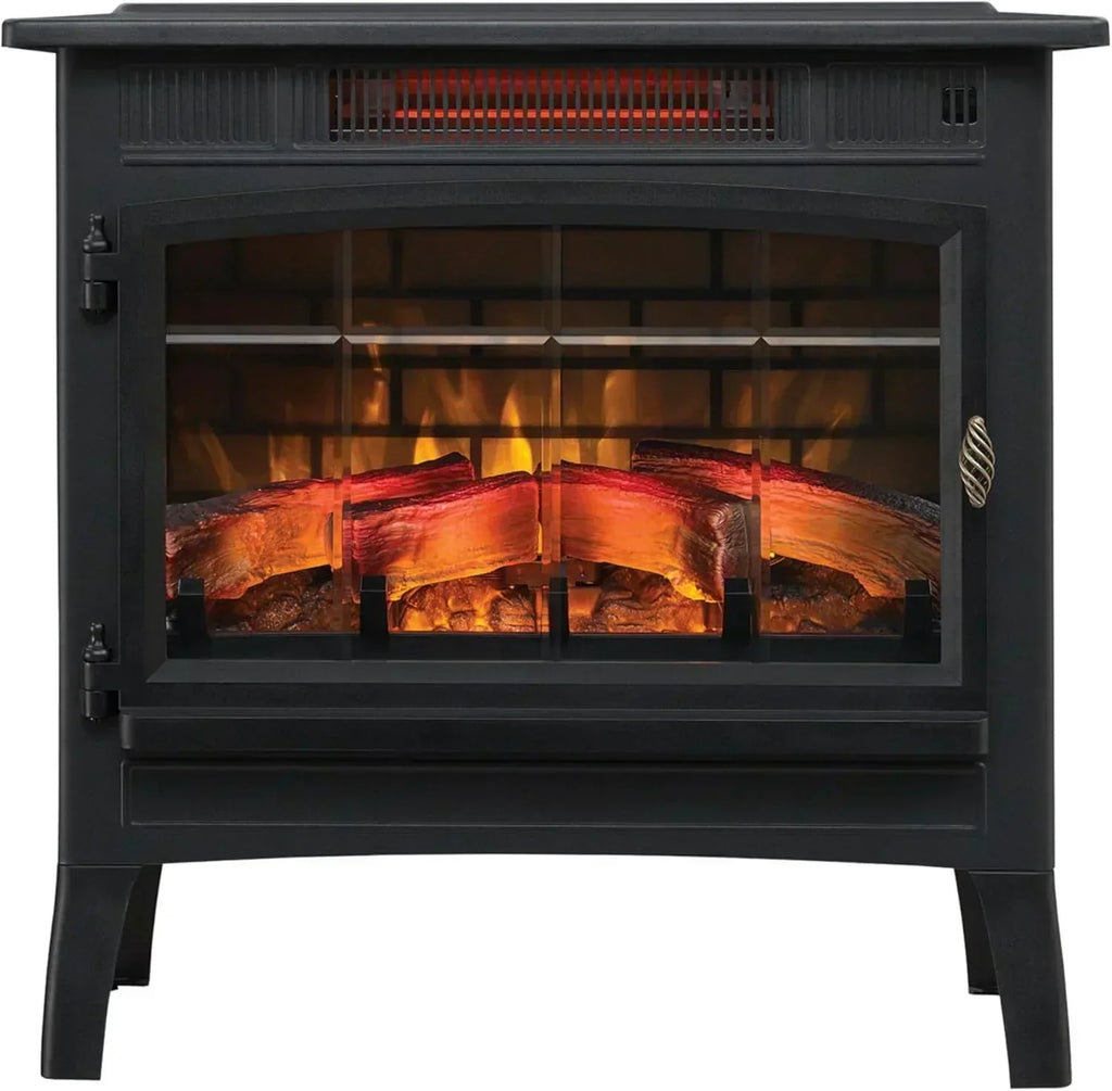 Freestanding Electric Fireplace Stove Heater with 3D Flame Effect for 1000 Sq. Ft wourant