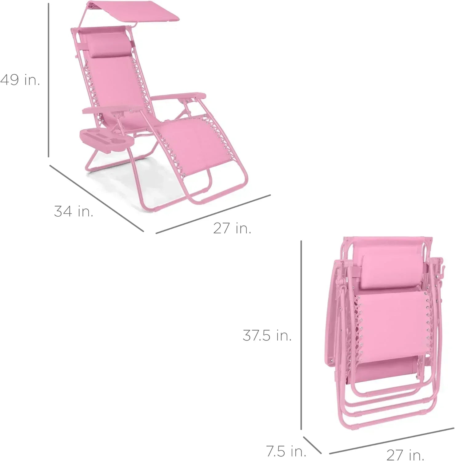 Best Choice Products Folding Zero Gravity Recliner Patio Lounge Chair Adjustable Canopy Shade wourant