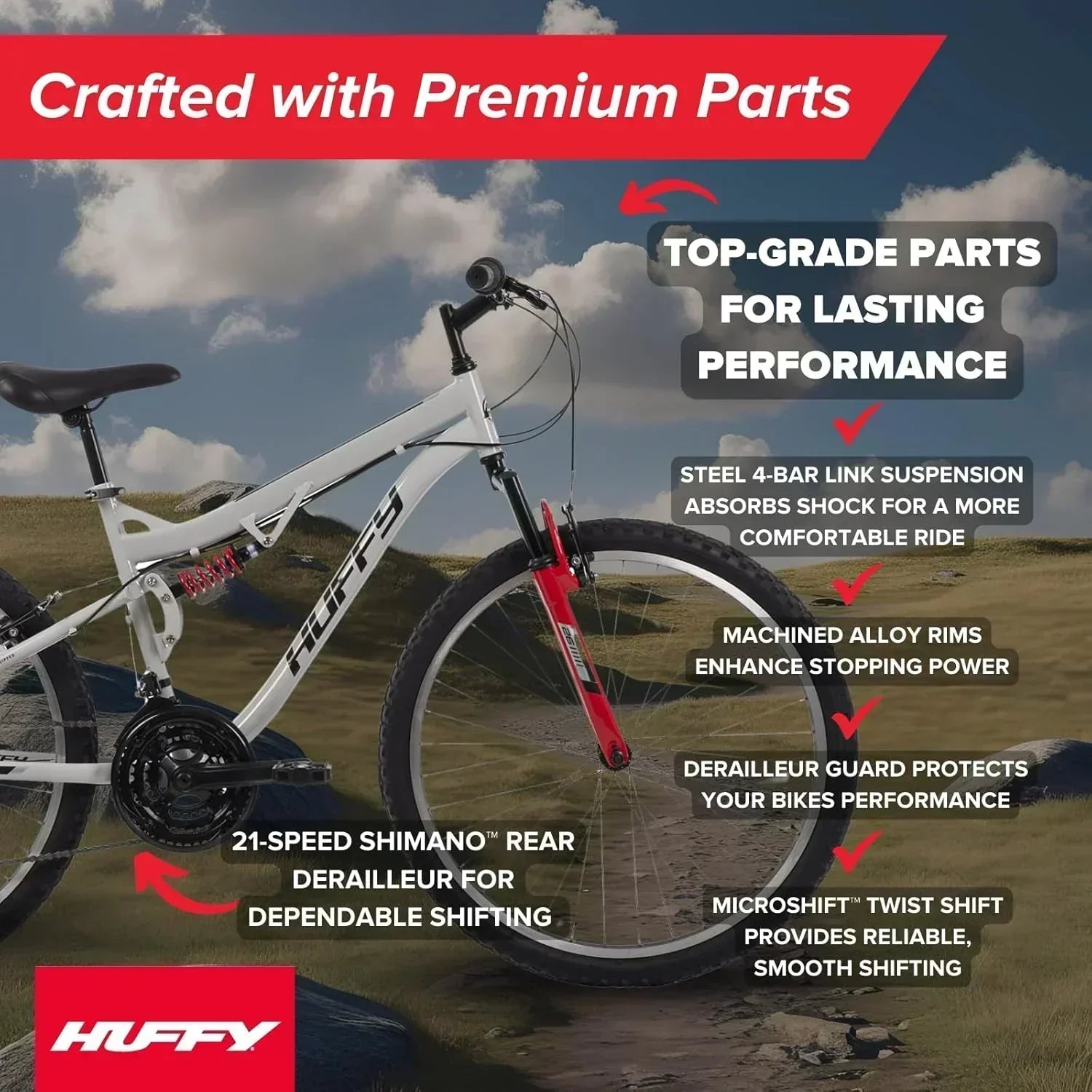 Huffy Stone Mountain Hardtail Mountain Bike for Boys/Girls/Men/Women 20"/24"/26" Sizes wourant
