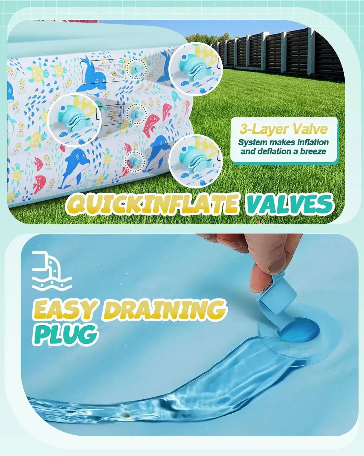 Inflatable Pool for Kids and Adults Blow up Swimming Pool Sprinkler Thicken Oversized Pools wourant
