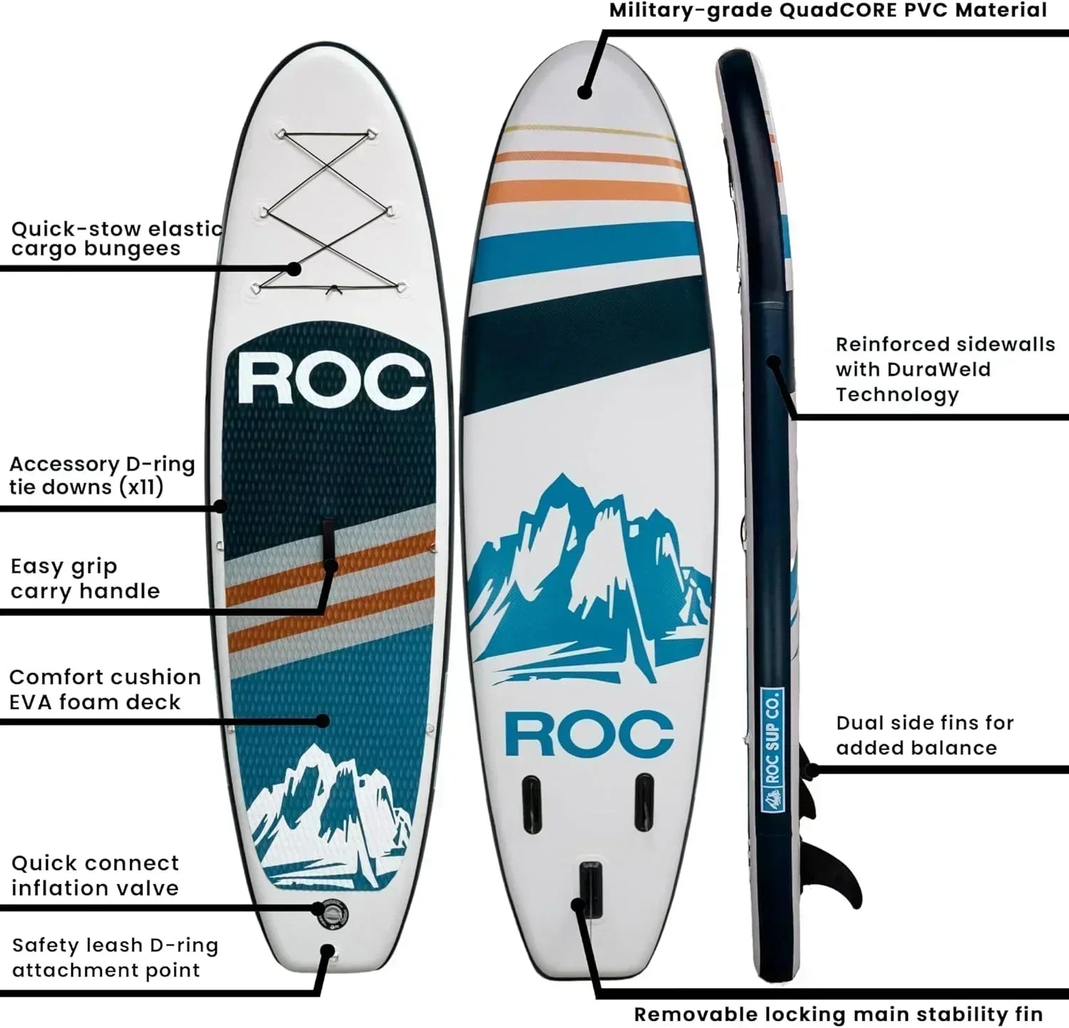 ROC inflatable stand-up paddle board SUP paddle board accessories Anti-slip comfortable deck wourant