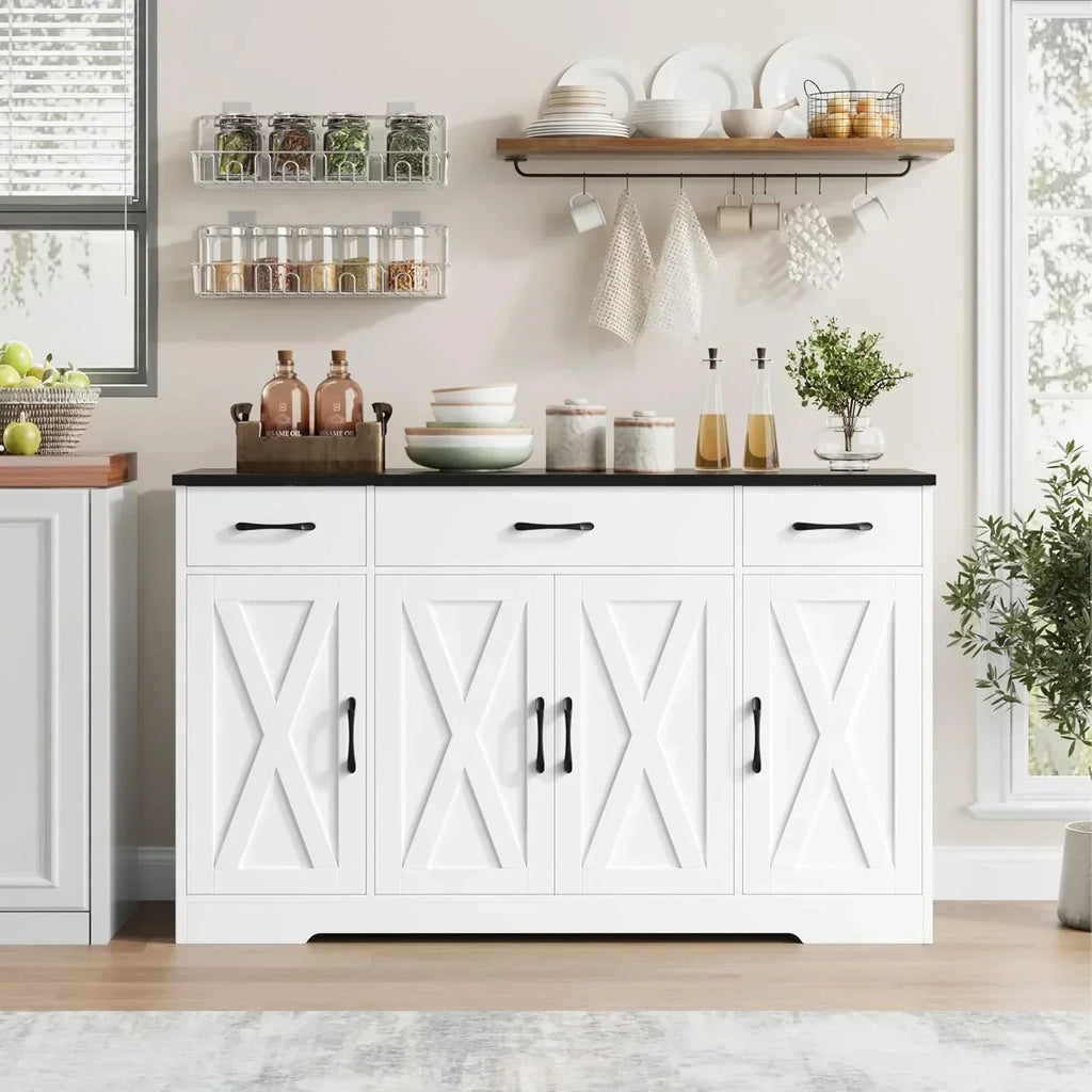 Sideboard with drawers large 55-inch sideboard modern farmhouse wood kitchen dining table wourant