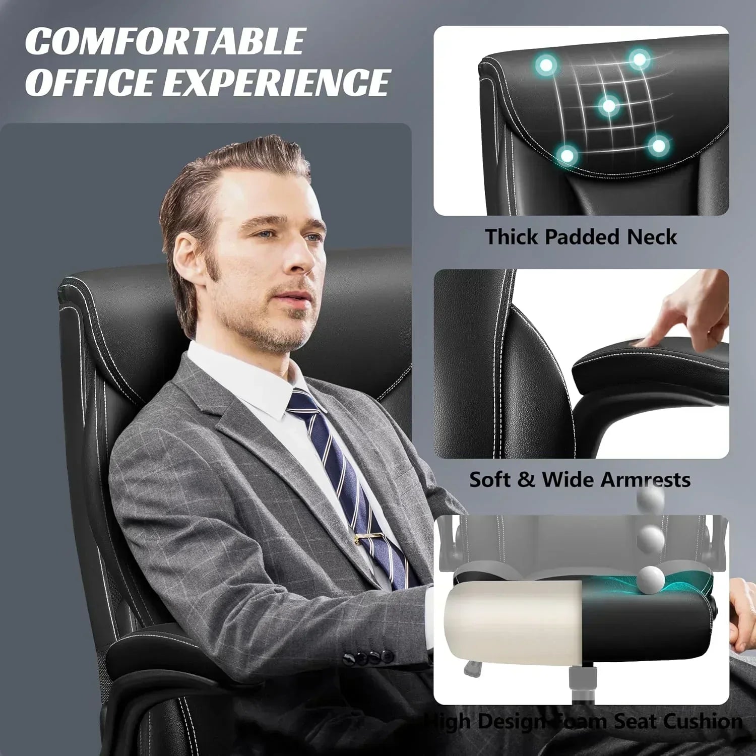Office Chair Large High-Foot Computer Desk Chair Chair Lumbar Support Rotating Computer Chair wourant