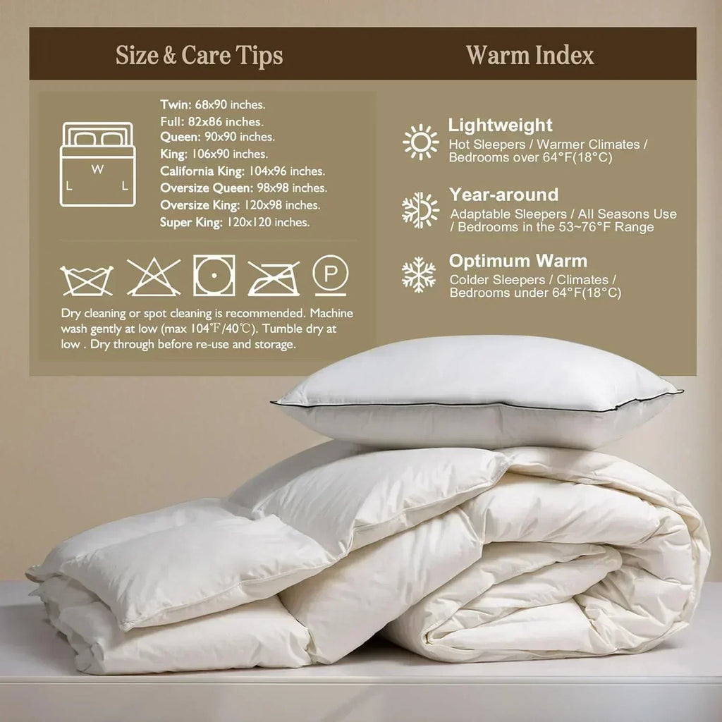Organic down comforter queen size fluffy down core 100% cotton cover fluffy down filling wourant