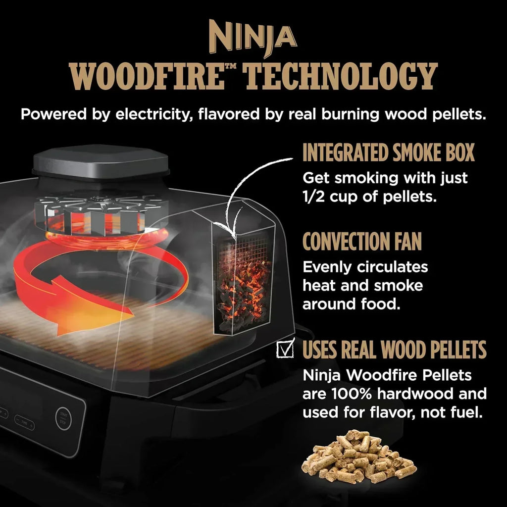 OG751 Woodfire Pro Outdoor Grill Built-In Thermometer 7-in-1 Master Grill BBQ Smoker Air Fryer wourant