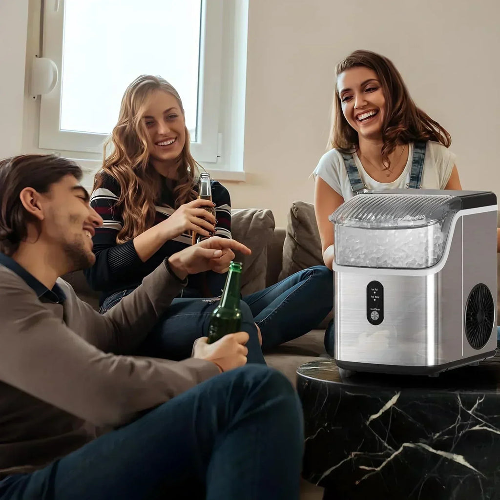 Nugget Ice Makers Countertop Pebble Ice Machine with Chewable Pellet Ice Self-Cleaning wourant