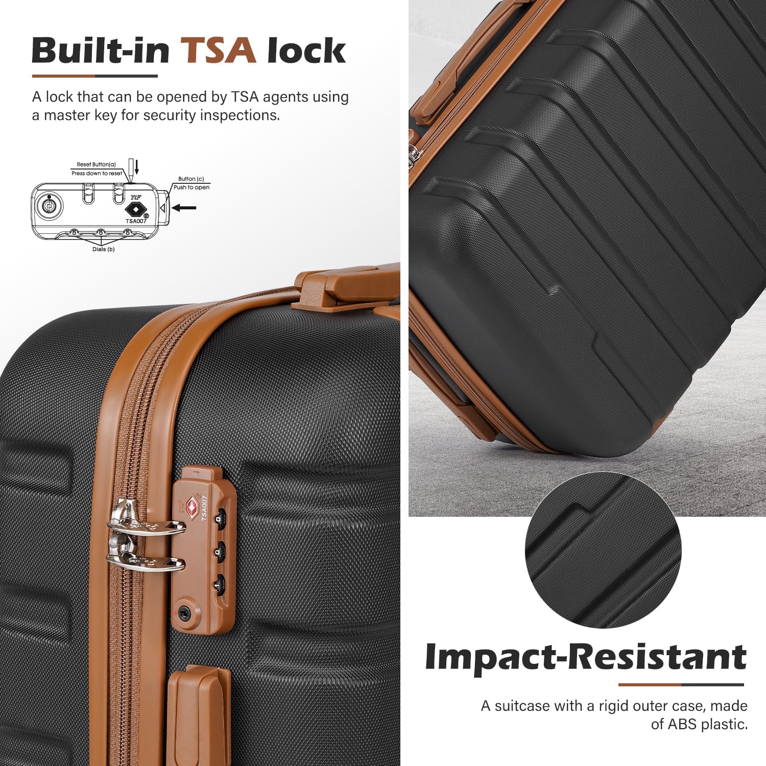 Coolife Luggage 3 Piece Set Suitcase Spinner Hardshell Lightweight TSA Lock wourant