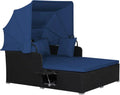 RELAX4LIFE Patio Outdoor Daybed with Canopy Wicker Sunbed Cushions 4 Pillows wourant