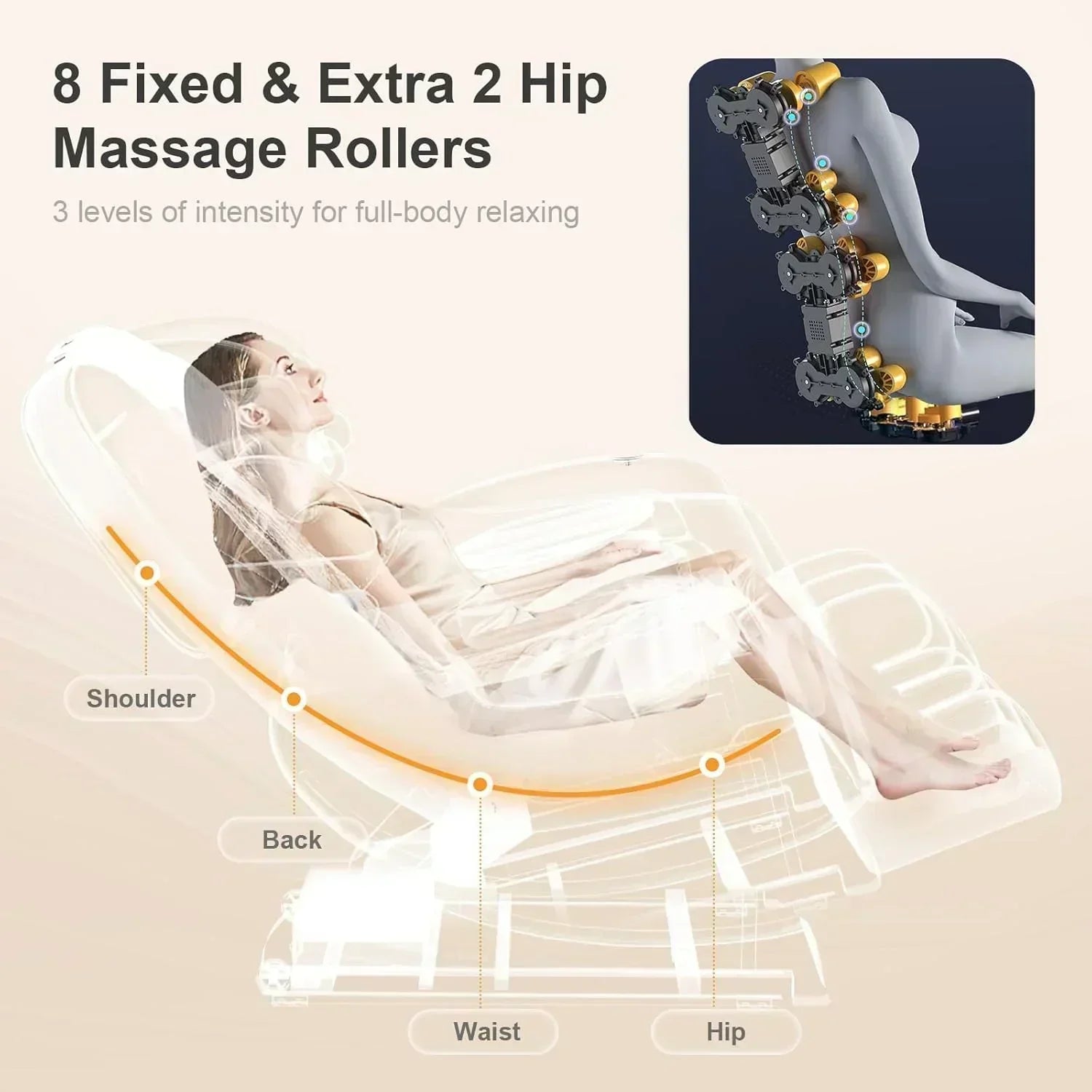 2025 Massage Chair Full Body Zero Gravity Massage Chair with 10 Fix Rollers Heating wourant