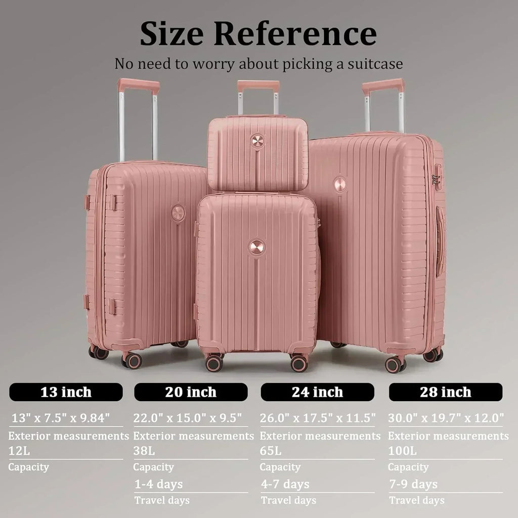 5-piece PP hardshell lightweight travel carry-on luggage set with dual spinner wheels wourant