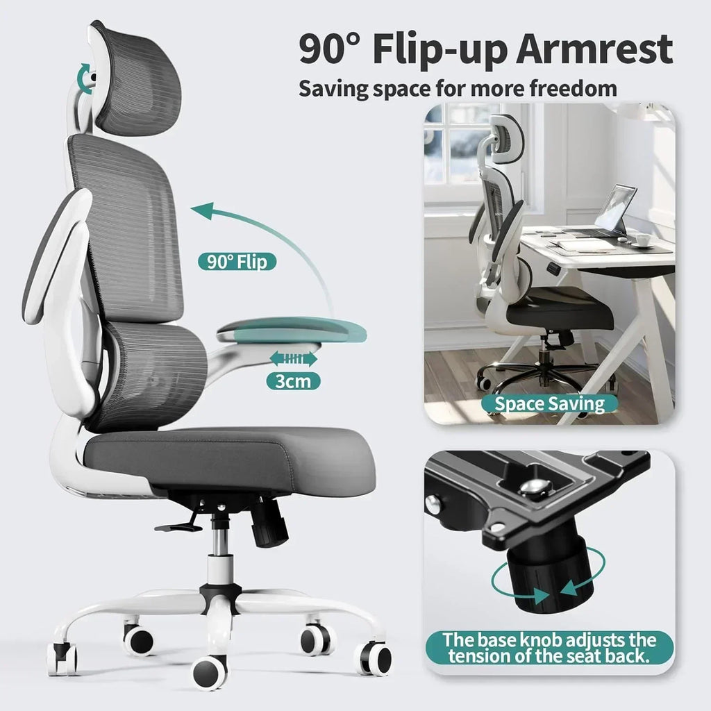 Office Chair Ergonomic Desk Chair 330 lbs Home Mesh Desk Chair Comfortable Gaming Chair wourant