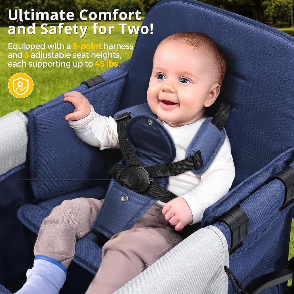 Stroller Wagon for Kids Wagon Stroller Toddlers 2 Seaters All-Terrain Baby Wagon Outdoor wourant