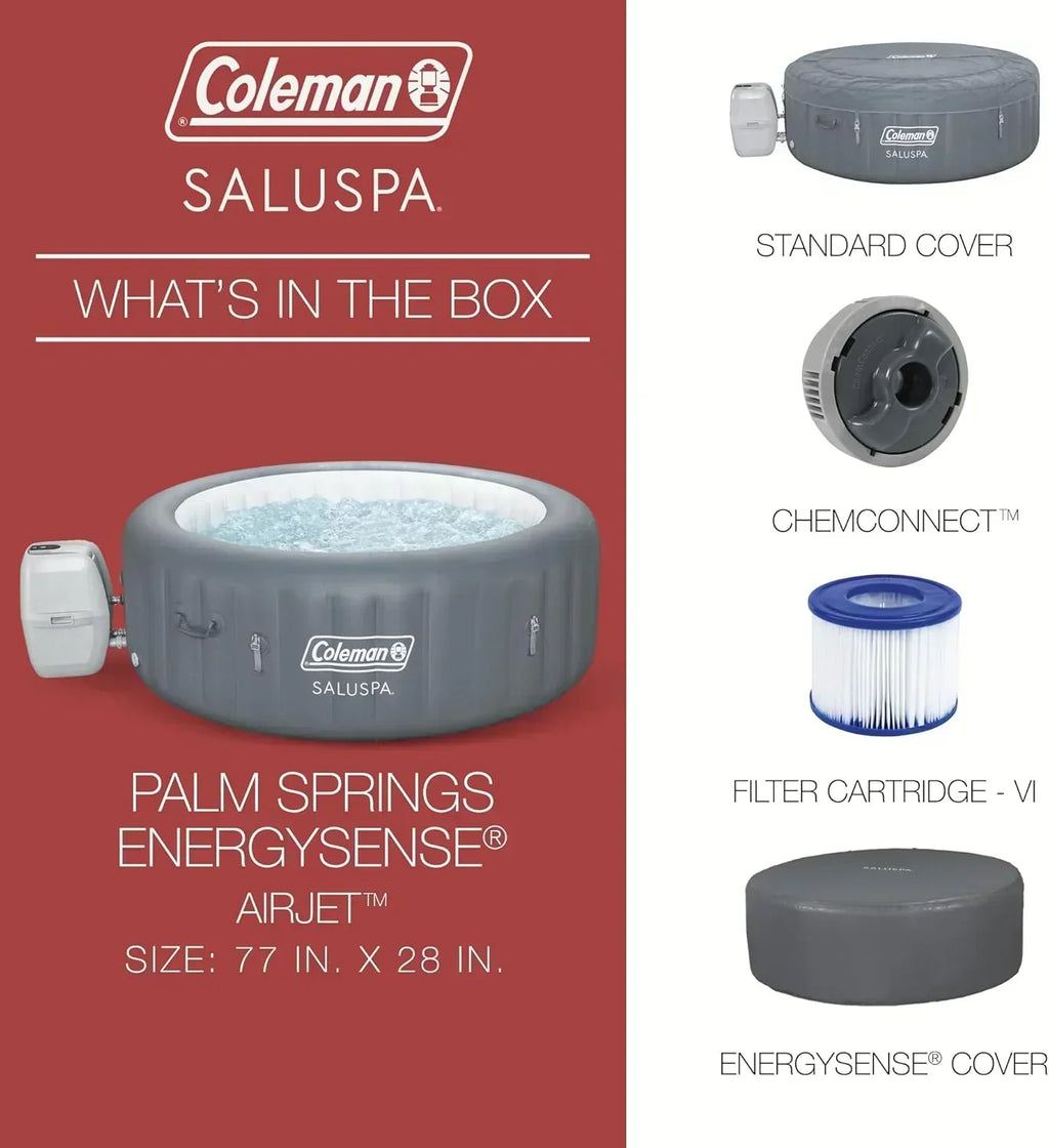 Bestway Palm Springs 4 to 6 Person EnergySense Smart AirJet Plus Inflatable Hot Tub Outdoor Spa wourant