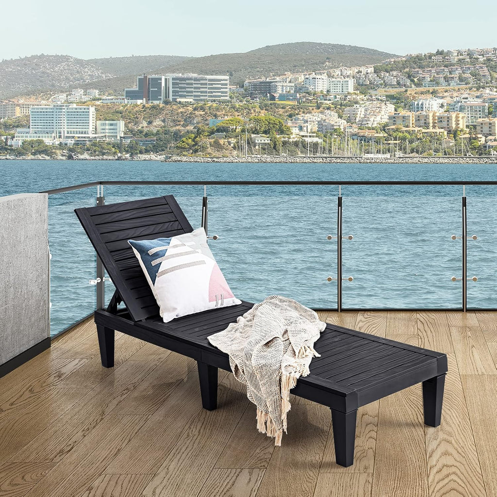 Outdoor Chaise Lounge Chair Lightweight Patio Lounge Recliner Chair with Adjustable Backrest wourant