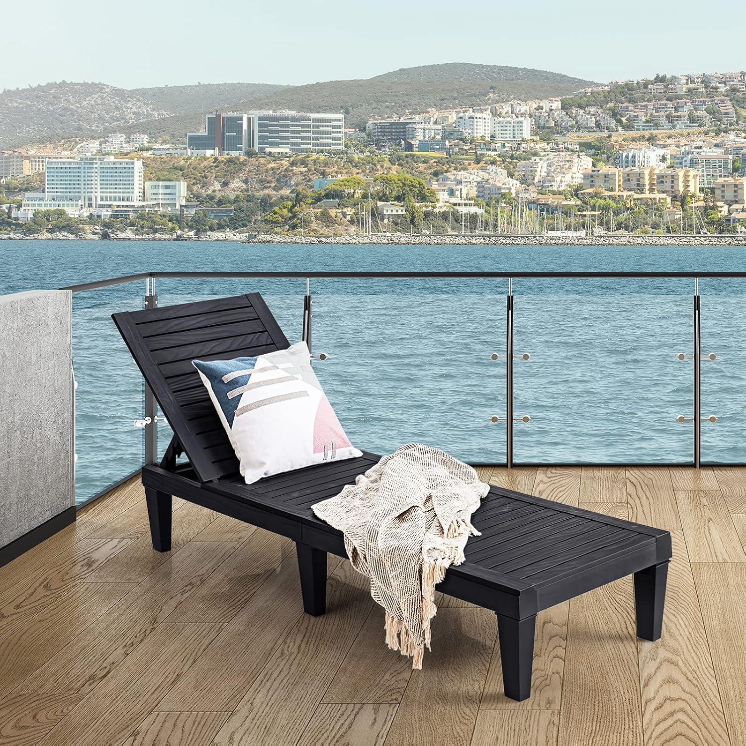 Outdoor Chaise Lounge Chair Lightweight Patio Lounge Recliner Chair with Adjustable Backrest wourant